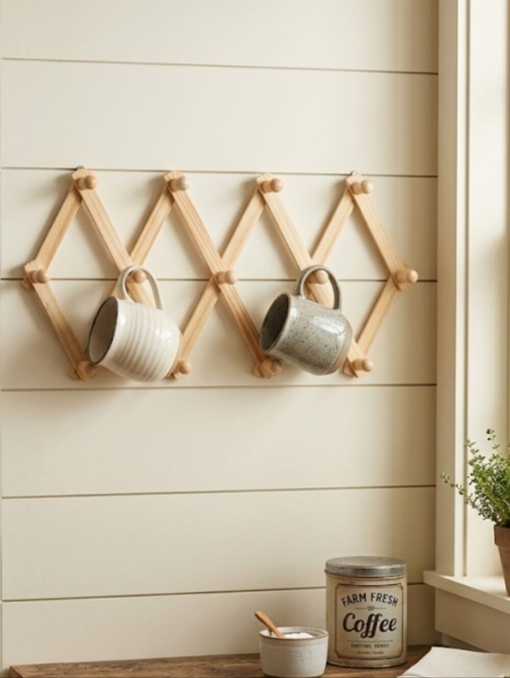 Expandable Wood Accordion Peg Rack Boho Farmhouse Cottagecore Decor